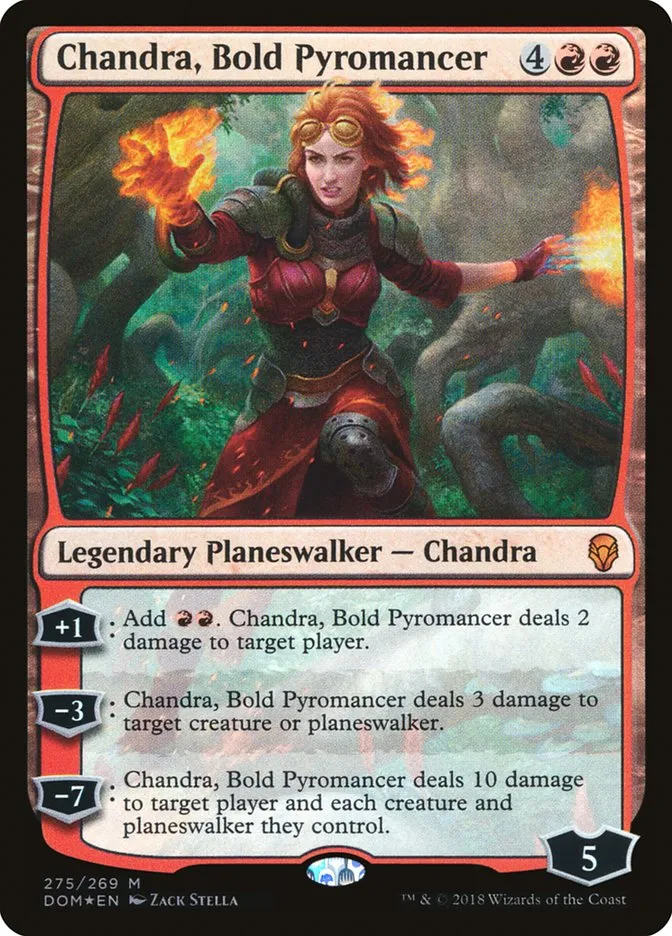 2018 Dominaria Chandra, Bold Pyromancer #275 mythic card image