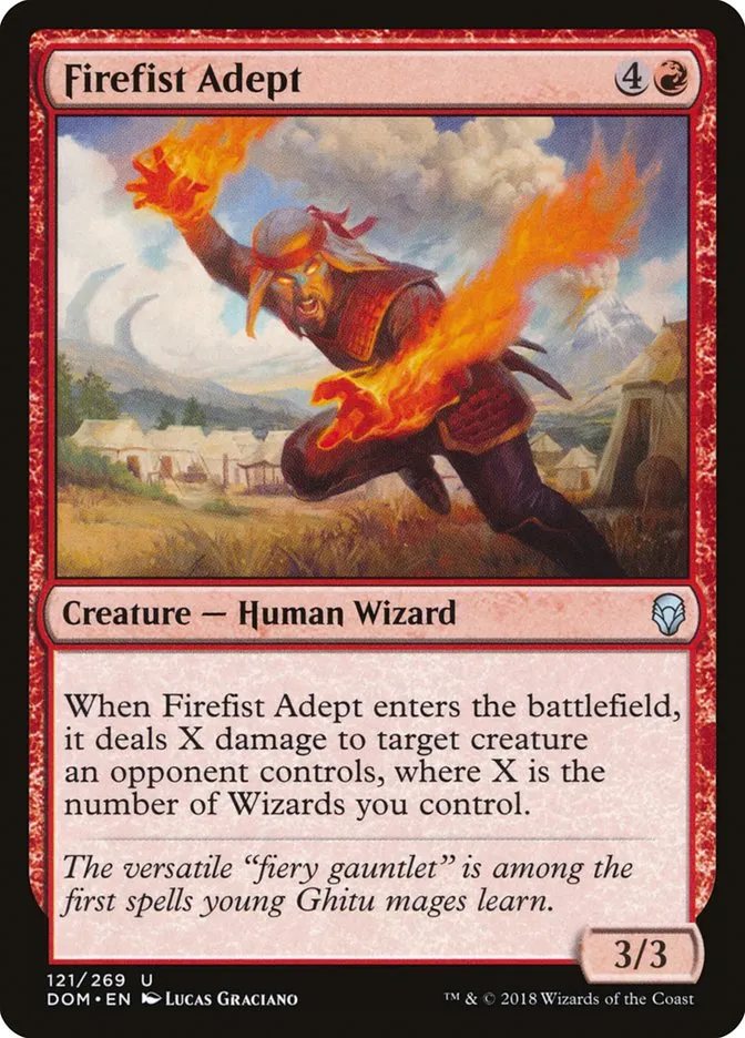 2018 Dominaria Firefist Adept #121 uncommon card image