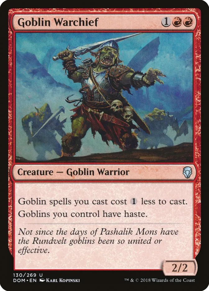 2018 Dominaria Goblin Warchief #130 uncommon card image