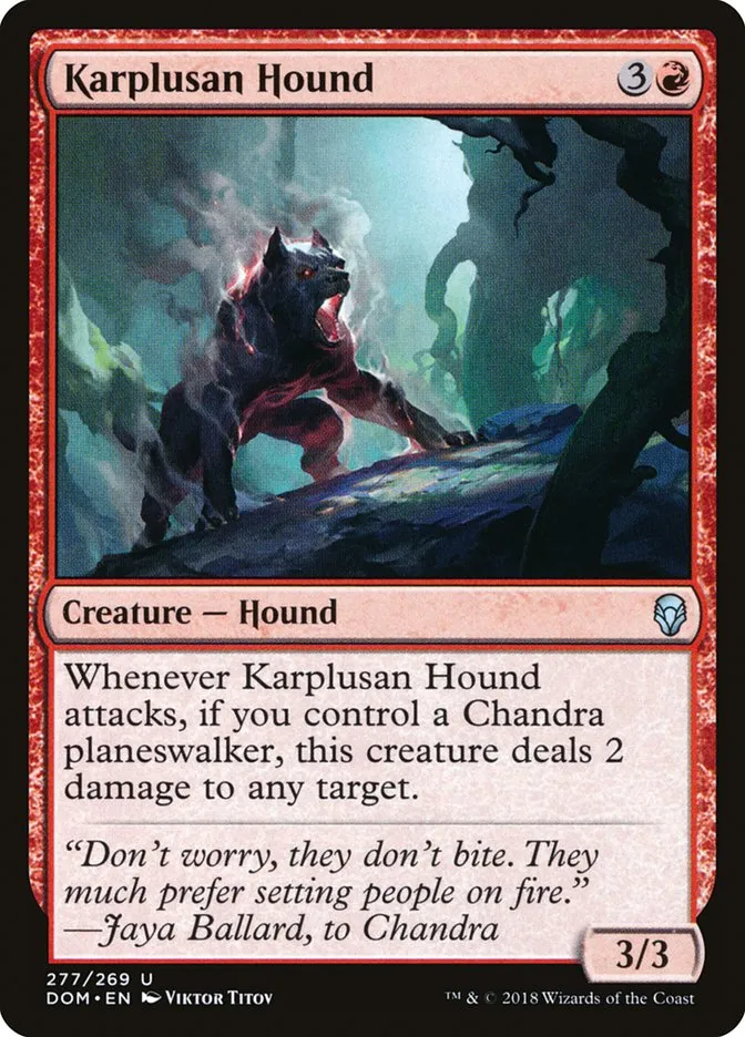 2018 Dominaria Karplusan Hound #277 uncommon card image