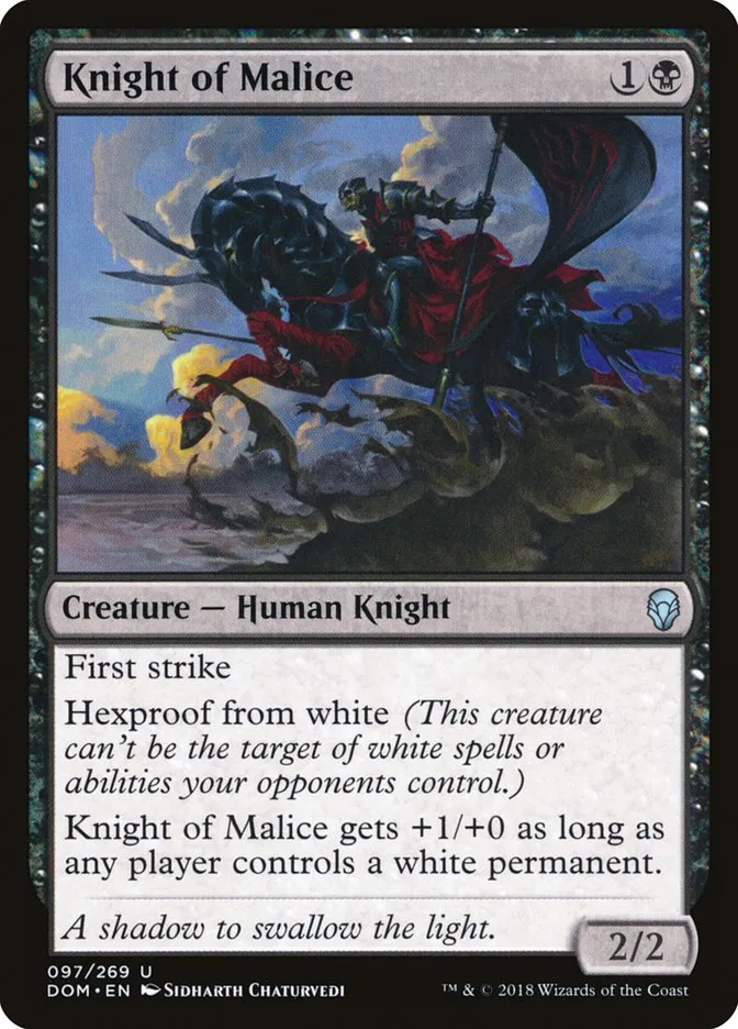 2018 Dominaria Knight of Malice #97 uncommon card image