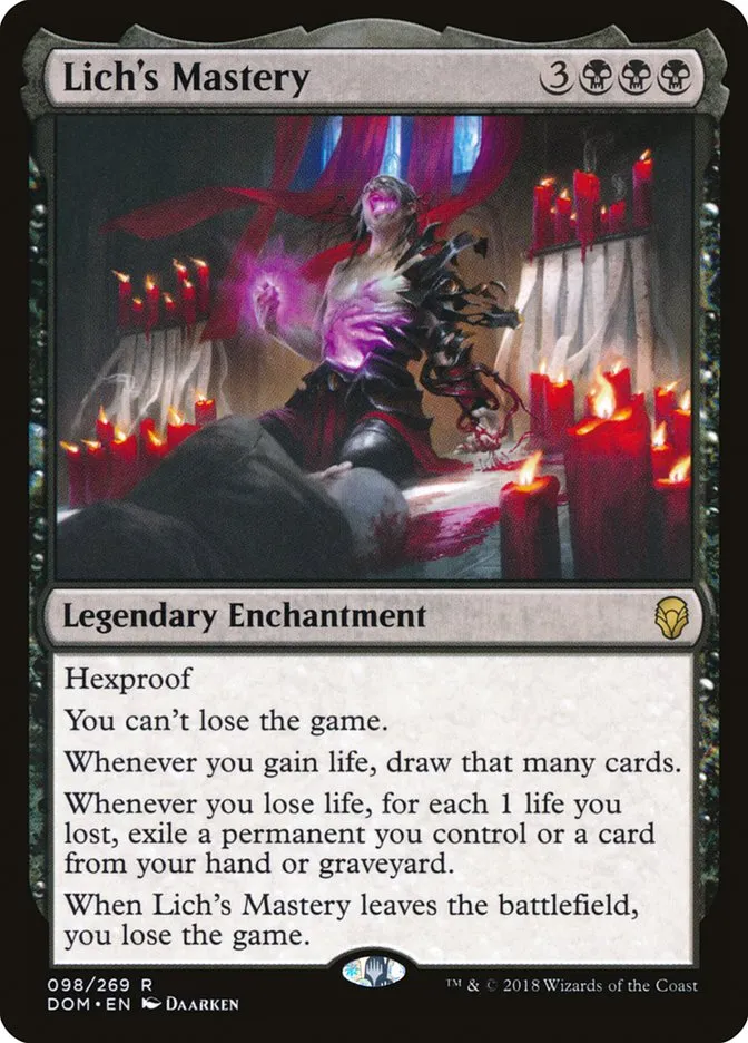 2018 Dominaria Lich's Mastery #98 rare card image