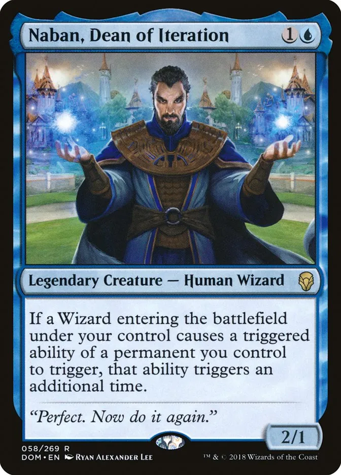 2018 Dominaria Naban, Dean of Iteration #58 rare card image