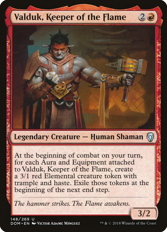 2018 Dominaria Valduk, Keeper of the Flame #148 uncommon card image