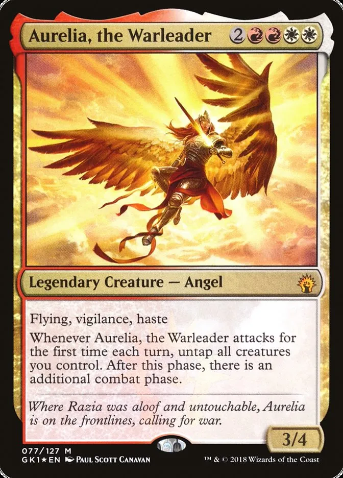 2018 GRN Guild Kit Aurelia, the Warleader #77 mythic card image