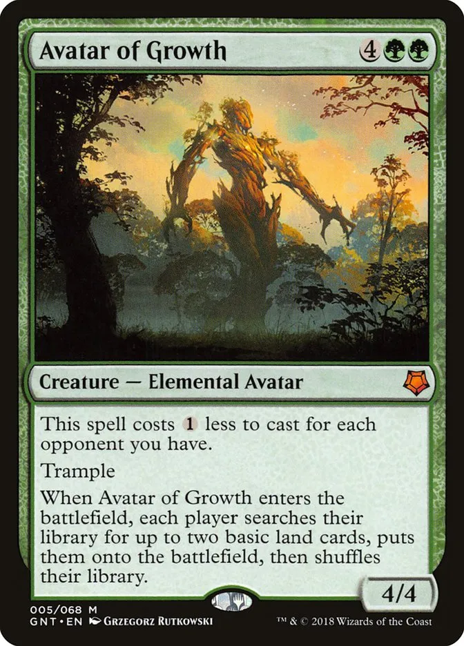 2018 Game Night Avatar of Growth mythic #5 mythic card image