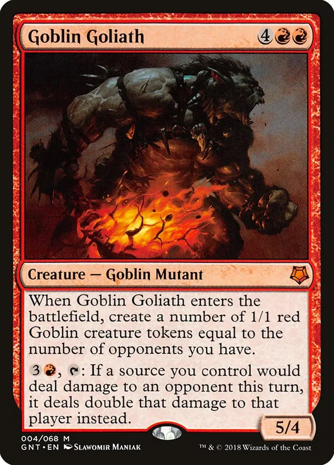 2018 Game Night Goblin Goliath mythic #4 mythic card image