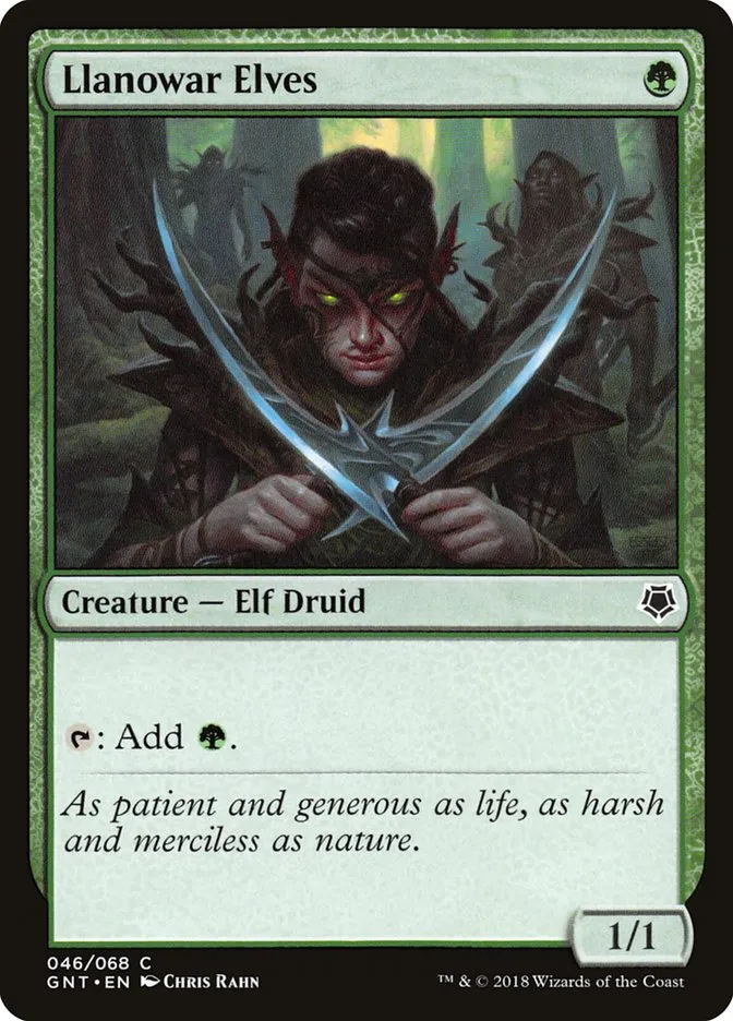 2018 Game Night Llanowar Elves common #46 common card image
