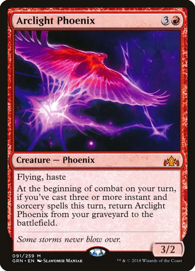 2018 Guilds of Ravnica Arclight Phoenix #91 mythic card image