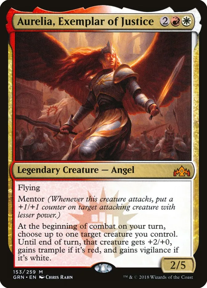 2018 Guilds of Ravnica Aurelia, Exemplar of Justice #153 mythic card image