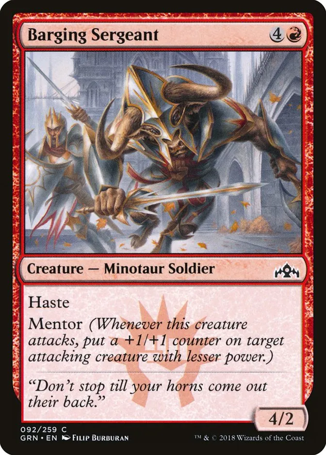 2018 Guilds of Ravnica Barging Sergeant common #92 common card image