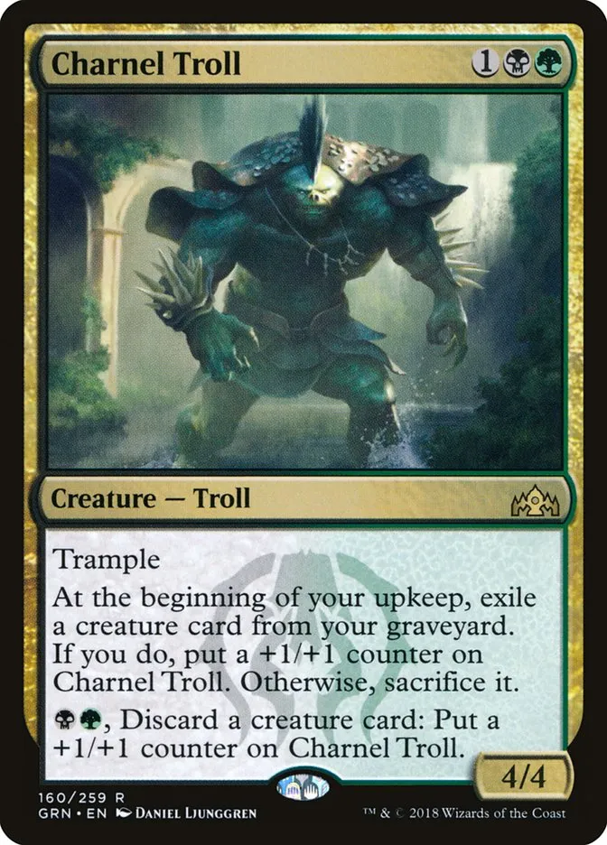 2018 Guilds of Ravnica Charnel Troll rare #160 rare card image