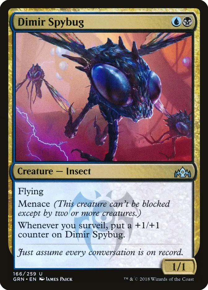 2018 Guilds of Ravnica Dimir Spybug uncommon #166 uncommon card image