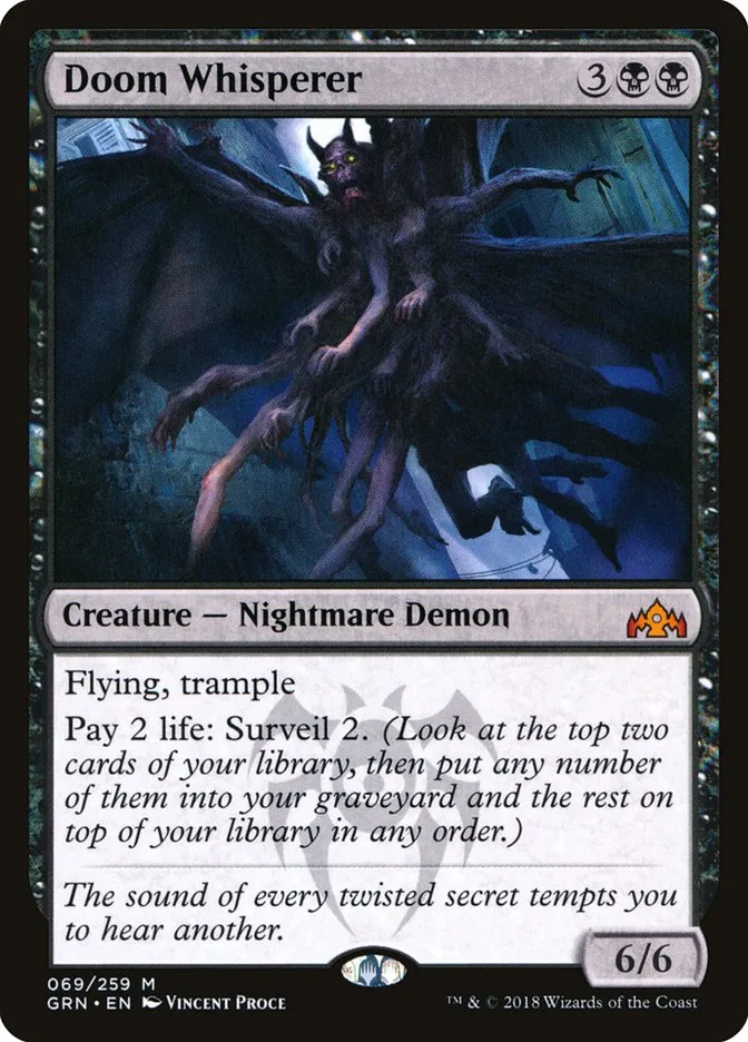 2018 Guilds of Ravnica Doom Whisperer mythic #69 mythic card image