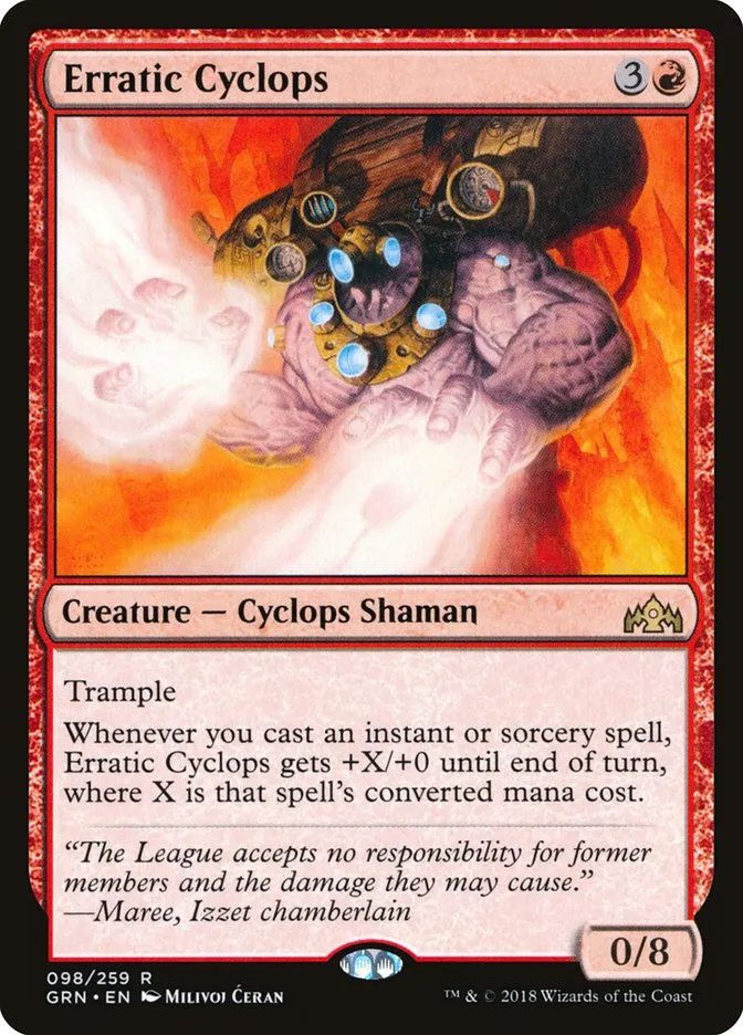 2018 Guilds of Ravnica Erratic Cyclops rare #98 rare card image