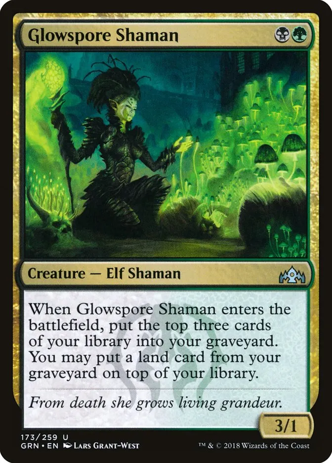2018 Guilds of Ravnica Glowspore Shaman uncommon #173 uncommon card image