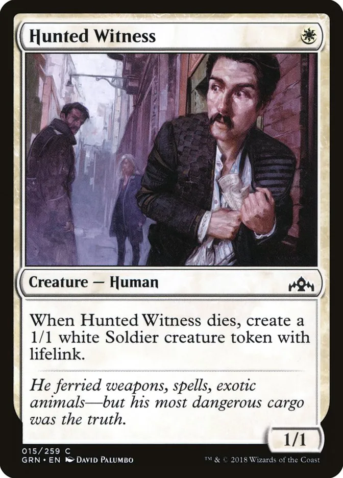 2018 Guilds of Ravnica Hunted Witness common #15 common card image