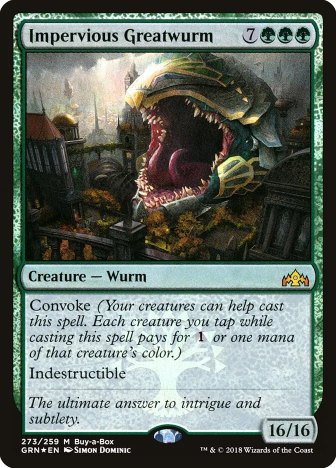 2018 Guilds of Ravnica Impervious Greatwurm #273 mythic card image