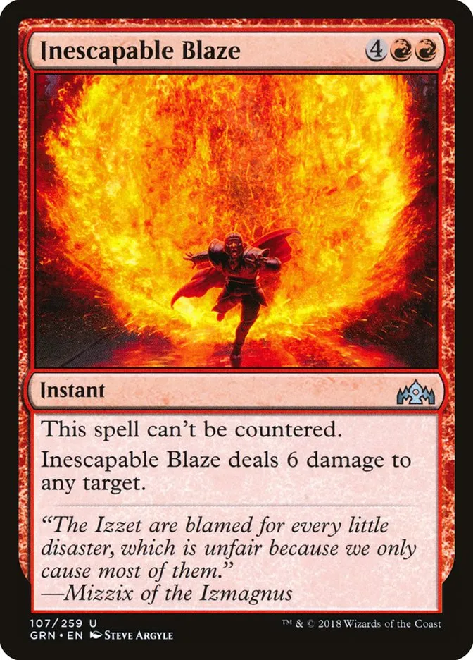 2018 Guilds of Ravnica Inescapable Blaze uncommon #107 uncommon card image