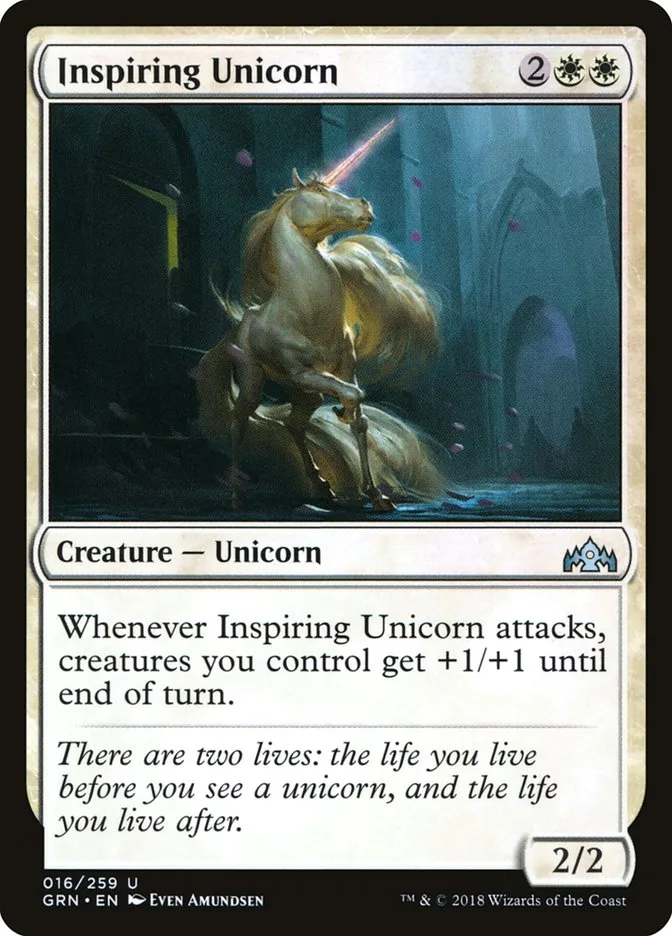 2018 Guilds of Ravnica Inspiring Unicorn uncommon #16 uncommon card image