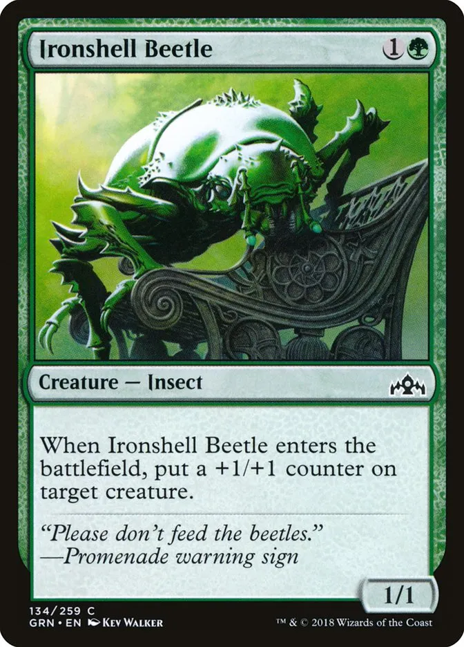 2018 Guilds of Ravnica Ironshell Beetle common #134 common card image
