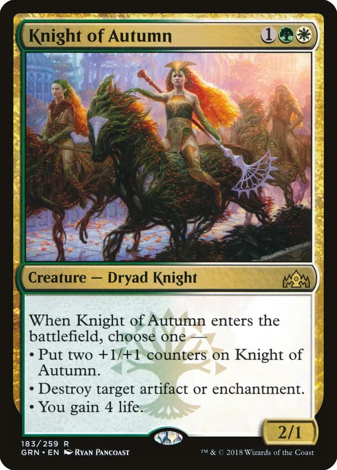 2018 Guilds of Ravnica Knight of Autumn rare #183 rare card image