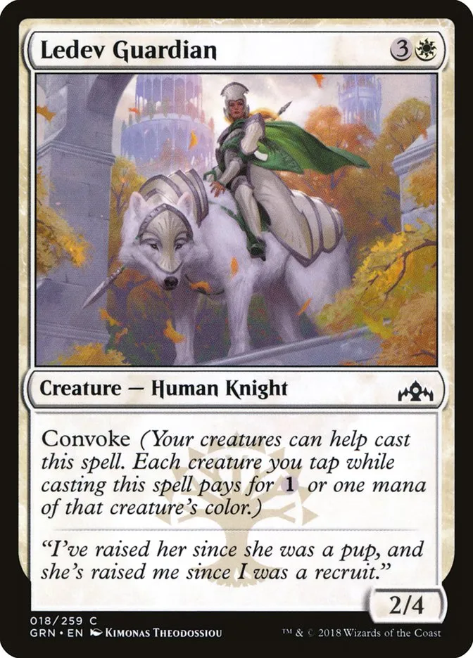 2018 Guilds of Ravnica Ledev Guardian common #18 common card image