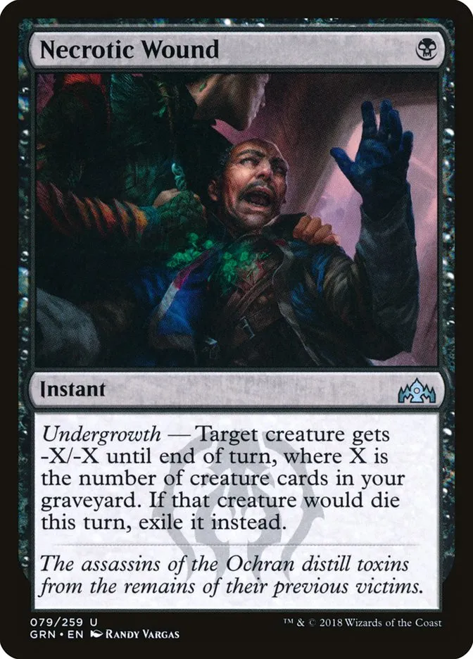 2018 Guilds of Ravnica Necrotic Wound uncommon #79 uncommon card image