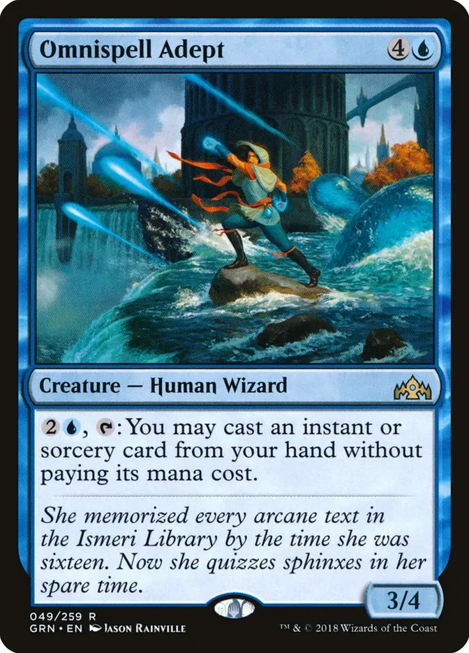2018 Guilds of Ravnica Omnispell Adept rare #49 rare card image