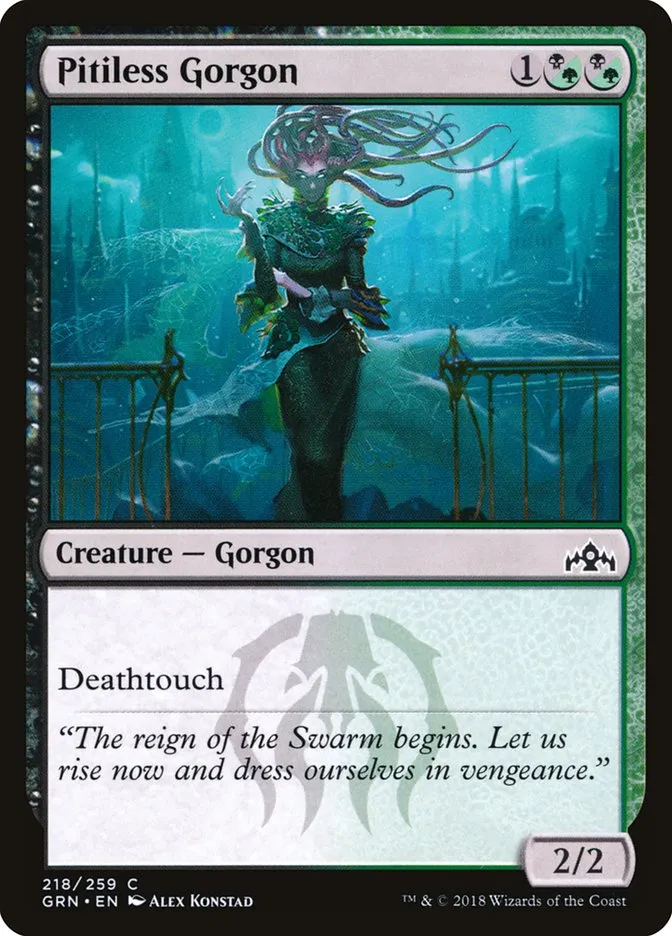 2018 Guilds of Ravnica Pitiless Gorgon common #218 common card image