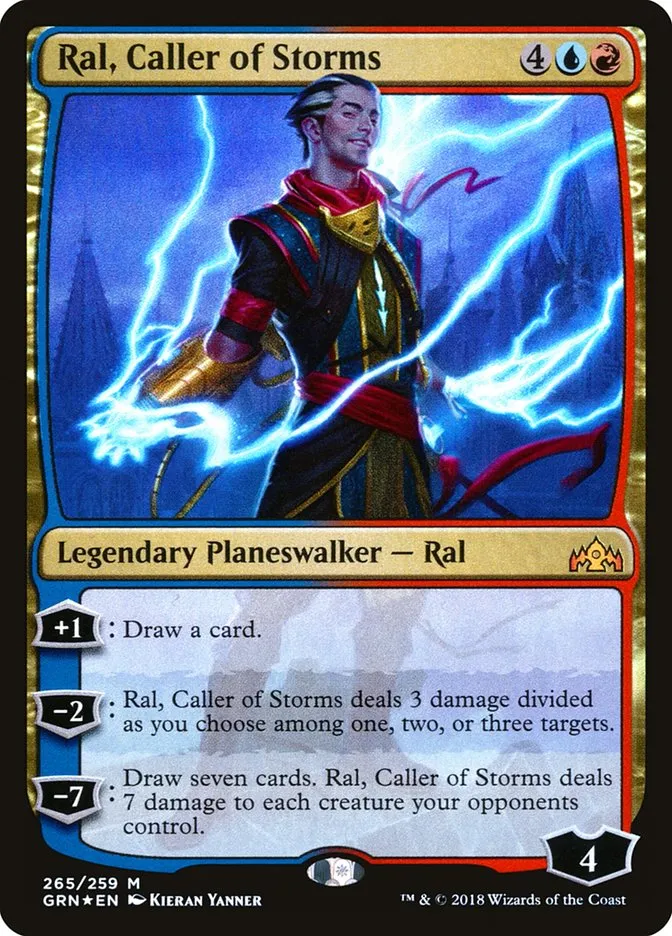 2018 Guilds of Ravnica Ral, Caller of Storms mythic #265 mythic card image