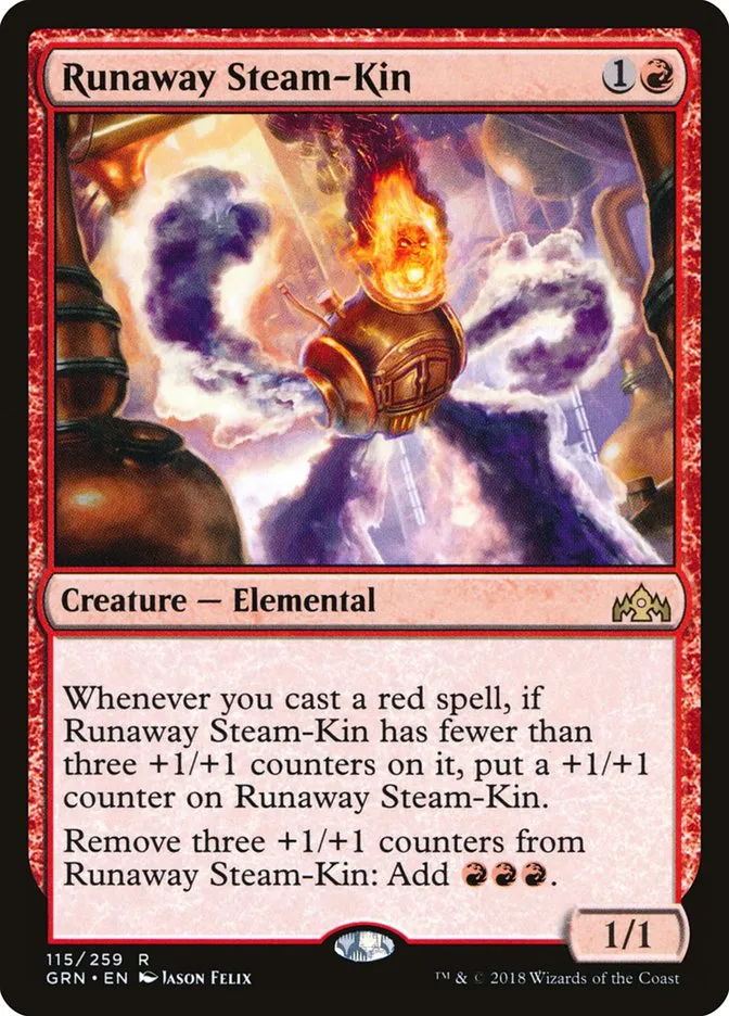 2018 Guilds of Ravnica Runaway Steam-Kin rare #115 rare card image