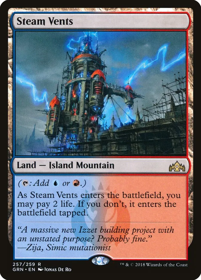 2018 Guilds of Ravnica Steam Vents rare #257 rare card image