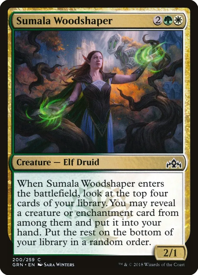 2018 Guilds of Ravnica Sumala Woodshaper #200 common card image