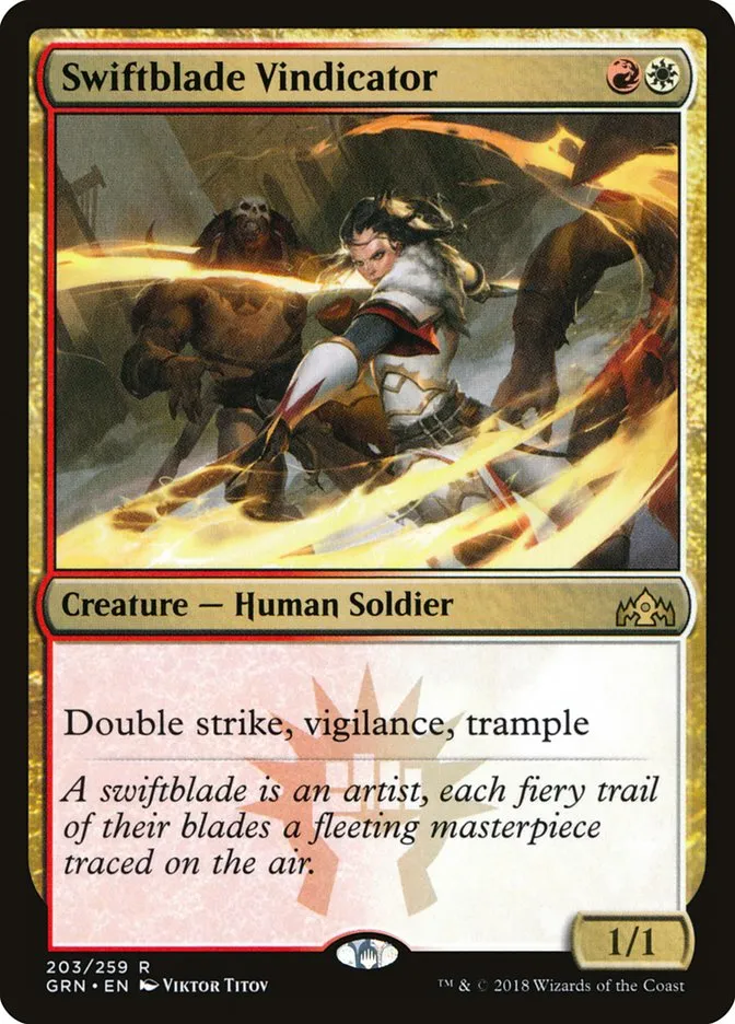 2018 Guilds of Ravnica Swiftblade Vindicator rare #203 rare card image