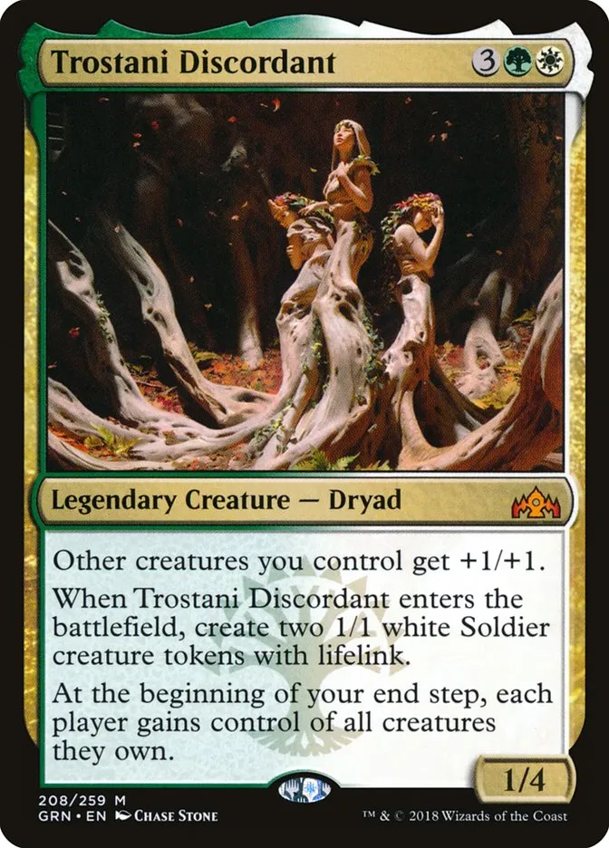 2018 Guilds of Ravnica Trostani Discordant #208 mythic card image