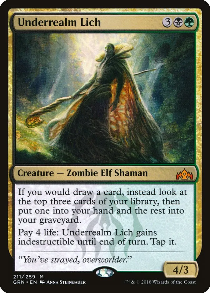 2018 Guilds of Ravnica Underrealm Lich #211 mythic card image