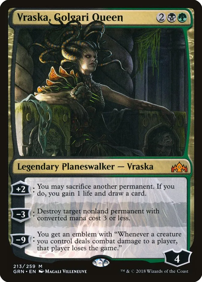 2018 Guilds of Ravnica Vraska, Golgari Queen #213 mythic card image