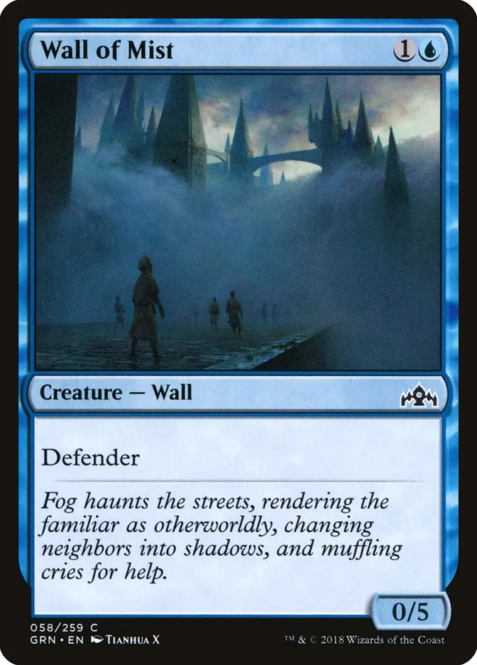 2018 Guilds of Ravnica Wall of Mist common #58 common card image