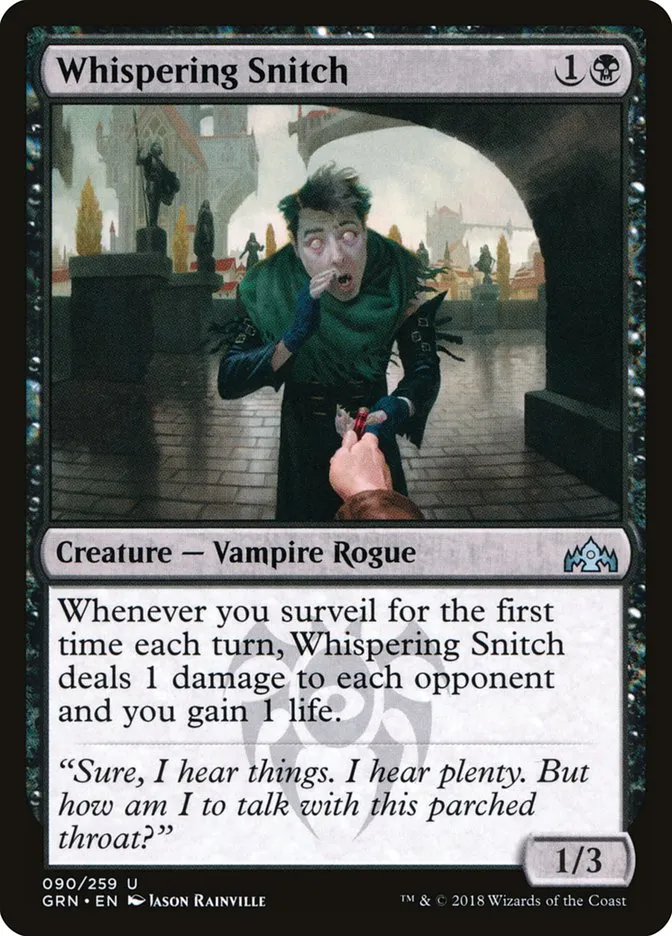 2018 Guilds of Ravnica Whispering Snitch uncommon #90 uncommon card image