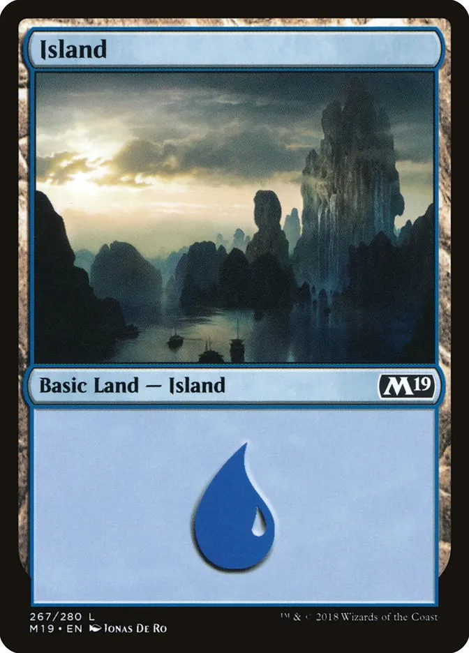 2018 Core Set 2019 Island common #267 common card image