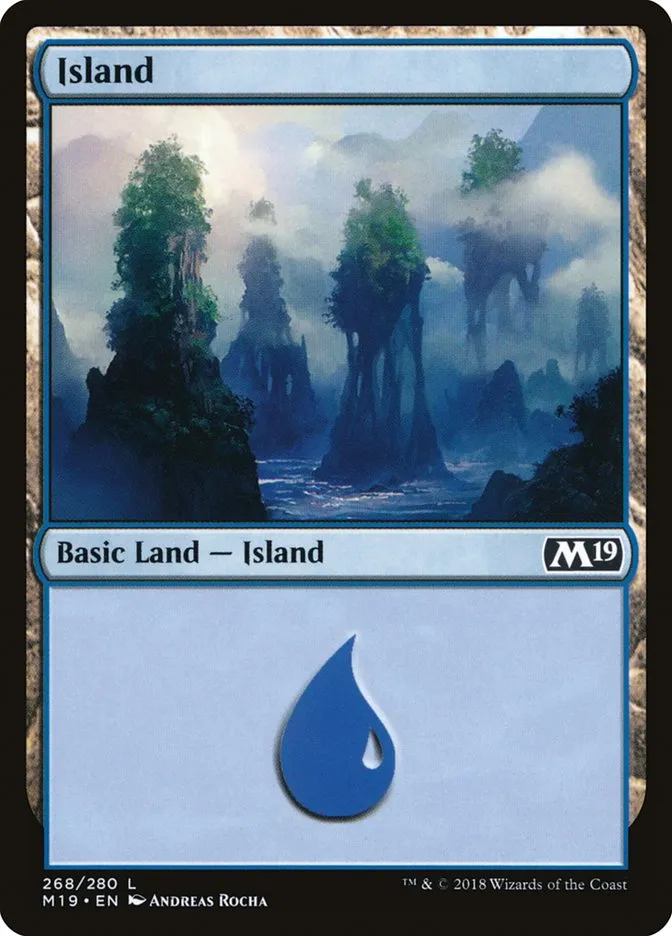 2018 Core Set 2019 Island common #268 common card image
