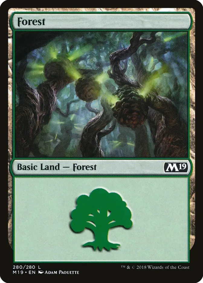 2018 Core Set 2019 Forest common #280 common card image