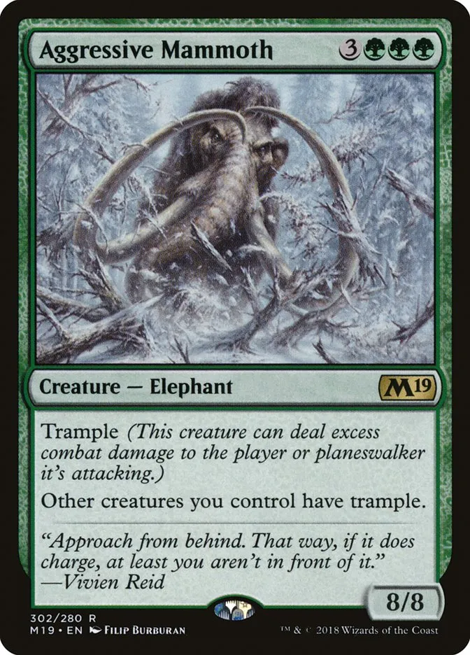 2018 Core Set 2019 Aggressive Mammoth #302 rare card image