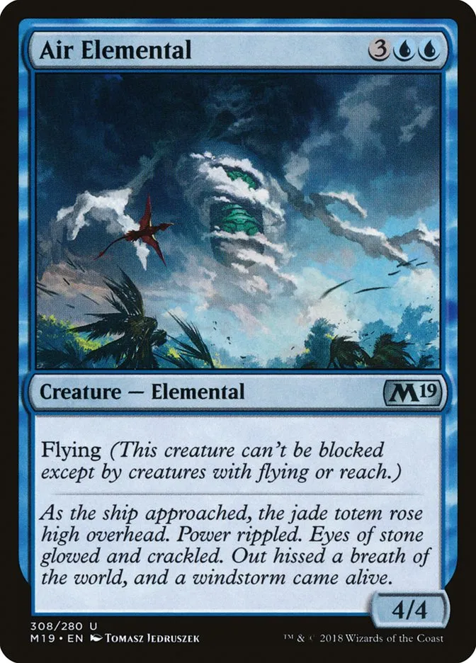 2018 Core Set 2019 Air Elemental #308 uncommon card image