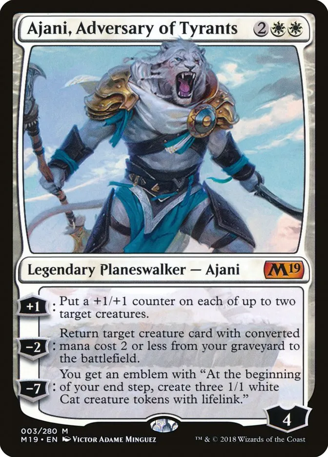 2018 Core Set 2019 Ajani, Adversary of Tyrants mythic #3 mythic card image