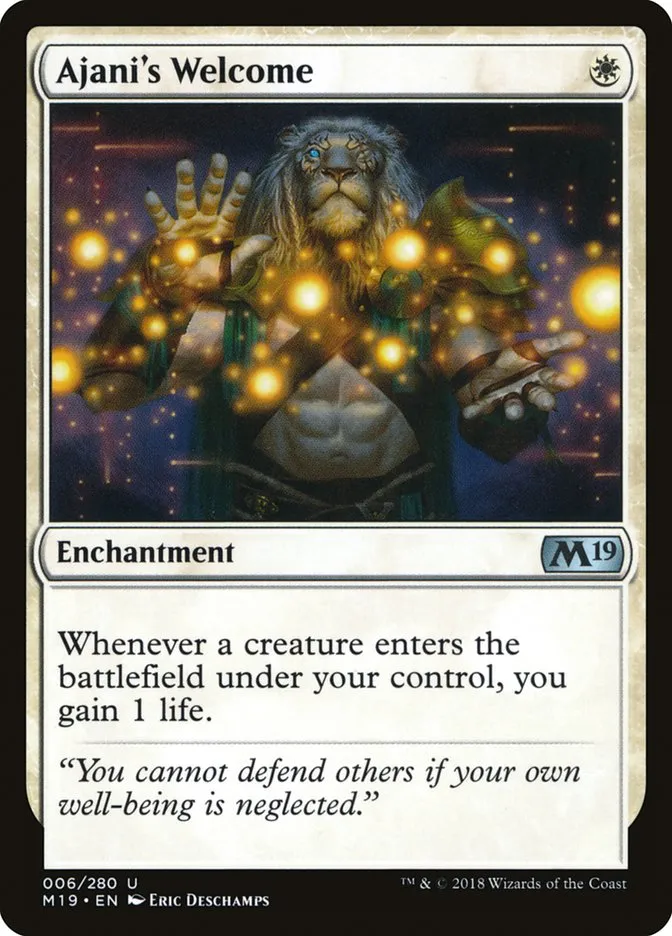 2018 Core Set 2019 Ajani's Welcome uncommon #6 uncommon card image
