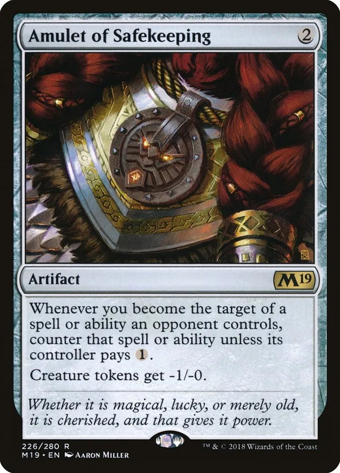 2018 Core Set 2019 Amulet of Safekeeping #226 rare card image