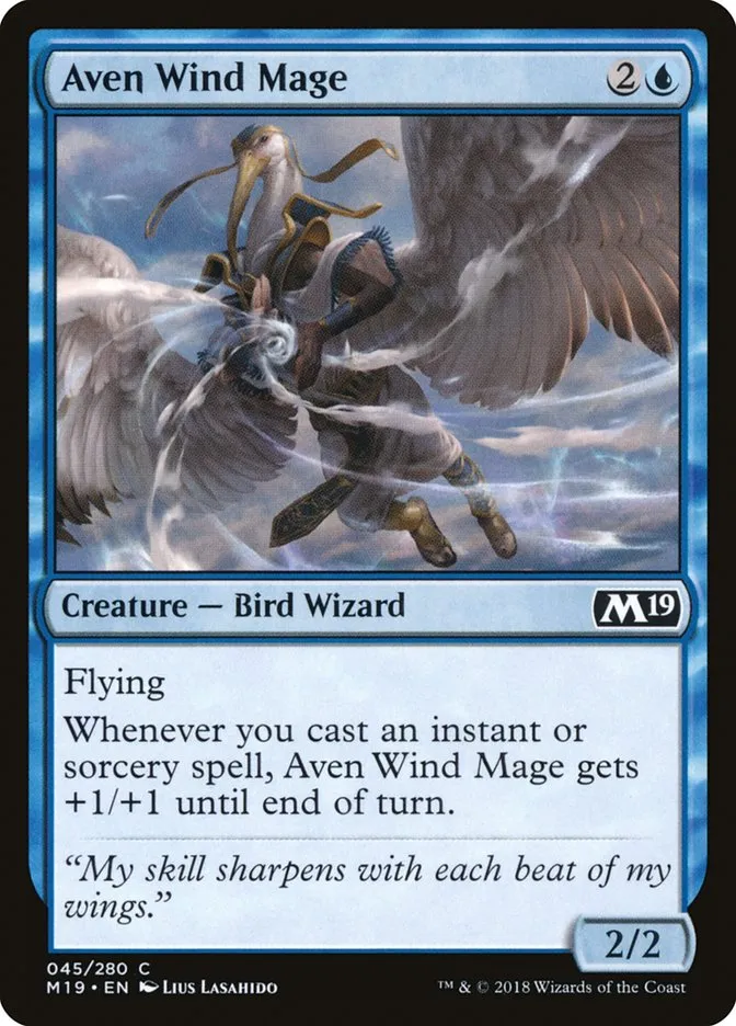 2018 Core Set 2019 Aven Wind Mage common #45 common card image