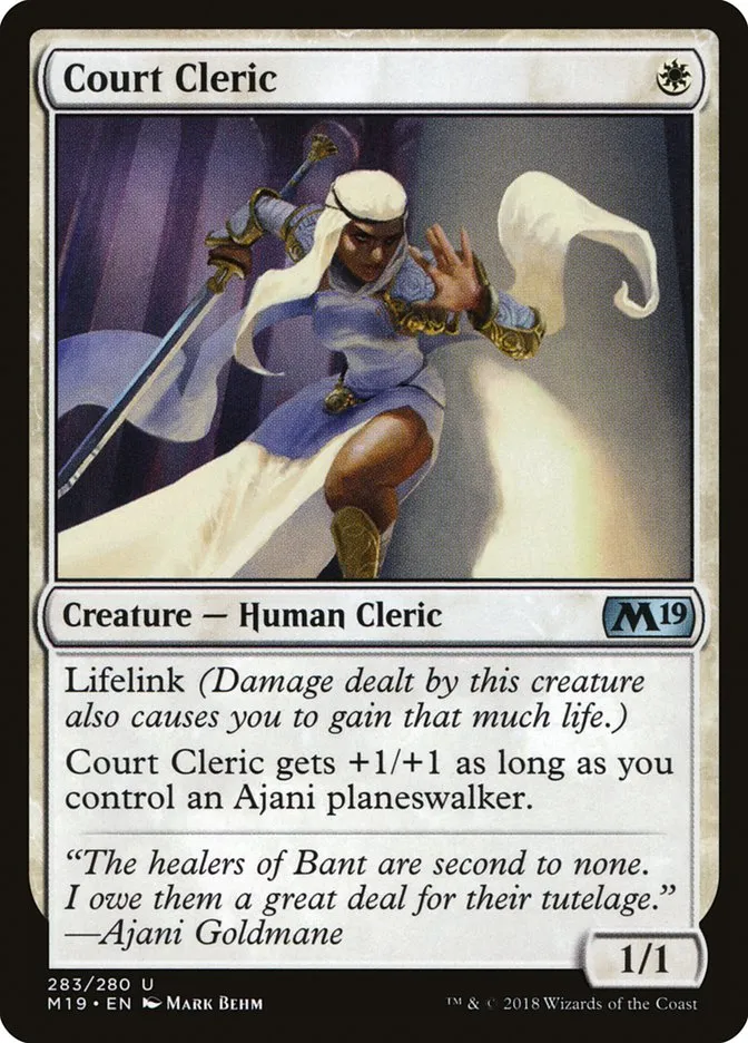 2018 Core Set 2019 Court Cleric #283 uncommon card image